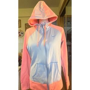 Nike Just Do It Therma-Fit Women's Medium Hoodie Sweatshirt Full-Zip Peach Gray